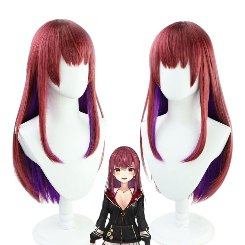 VTuber Captain Marine Cosplay Wig - Vibrant Red Anime Hair in Multiple Styles - Hololive EN Virtual Idol Wig - FEVERCOS