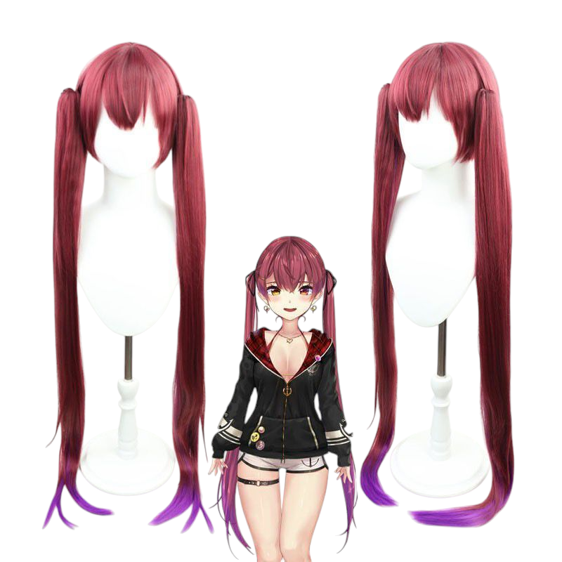 VTuber Captain Marine Cosplay Wig - Vibrant Red Anime Hair in Multiple Styles - Hololive EN Virtual Idol Wig - FEVERCOS