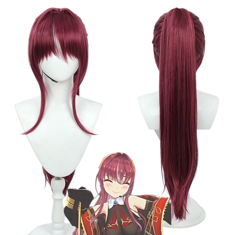 VTuber Captain Marine Cosplay Wig - Vibrant Red Anime Hair in Multiple Styles - Hololive EN Virtual Idol Wig - FEVERCOS