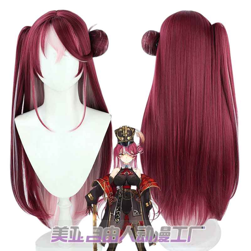 VTuber Captain Marine Cosplay Wig - Vibrant Red Anime Hair in Multiple Styles - Hololive EN Virtual Idol Wig - FEVERCOS
