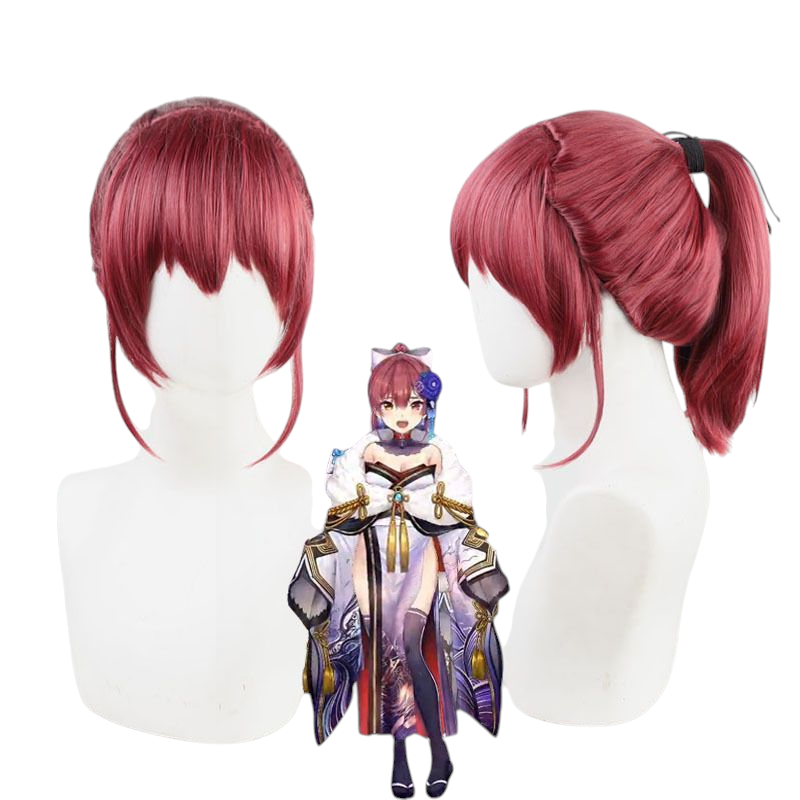 VTuber Captain Marine Cosplay Wig - Vibrant Red Anime Hair in Multiple Styles - Hololive EN Virtual Idol Wig - FEVERCOS