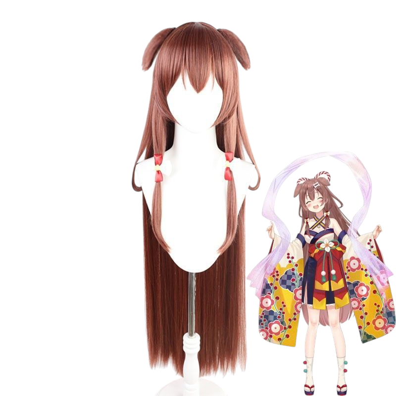 VTuber Inuyama Tamaki Cosplay Wig - Brown Ears and Detachable Tail - Nijisanji EN Virtual YouTuber Hair - FEVERCOS