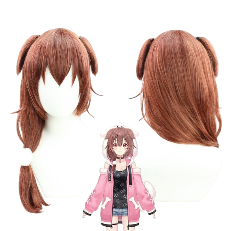 VTuber Inuyama Tamaki Cosplay Wig - Brown Ears and Detachable Tail - Nijisanji EN Virtual YouTuber Hair - FEVERCOS