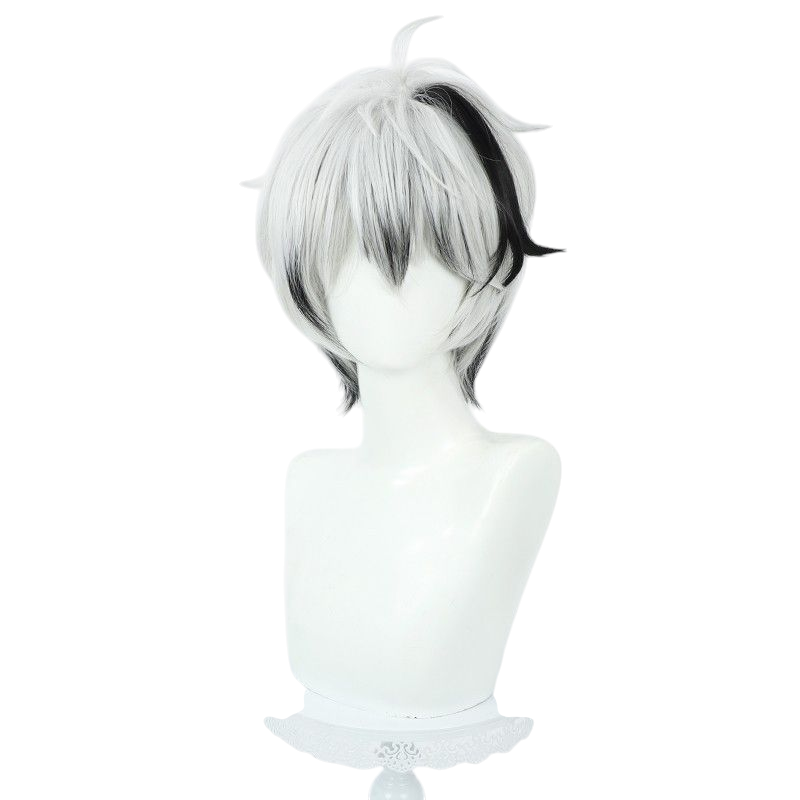 Lavender Virtual Singer V Flower V4 Cosplay Wig - Black and White Texturized Top with Layered Reverse Flip - Synthesizer V Wig