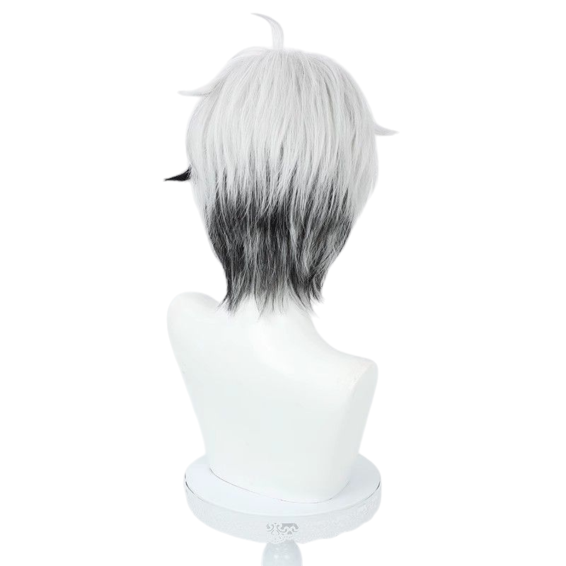 Lavender Virtual Singer V Flower V4 Cosplay Wig - Black and White Texturized Top with Layered Reverse Flip - Synthesizer V Wig