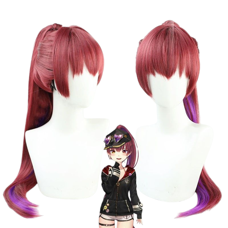 VTuber Captain Marine Cosplay Wig - Vibrant Red Anime Hair in Multiple Styles - Hololive EN Virtual Idol Wig - FEVERCOS