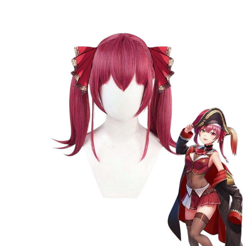 VTuber Captain Marine Cosplay Wig - Vibrant Red Anime Hair in Multiple Styles - Hololive EN Virtual Idol Wig - FEVERCOS