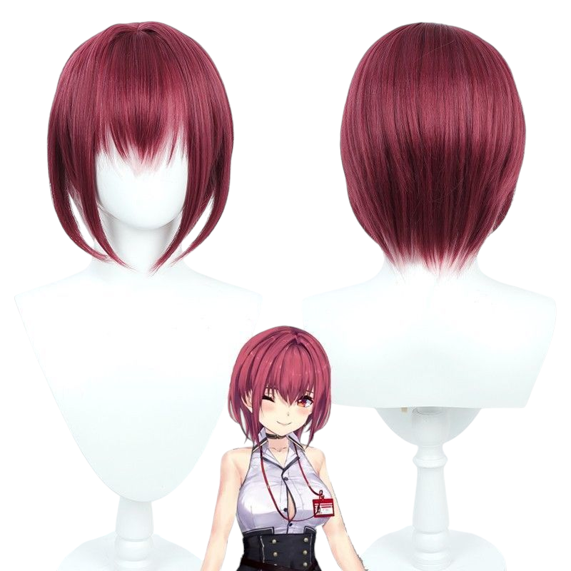 VTuber Captain Marine Cosplay Wig - Vibrant Red Anime Hair in Multiple Styles - Hololive EN Virtual Idol Wig - FEVERCOS