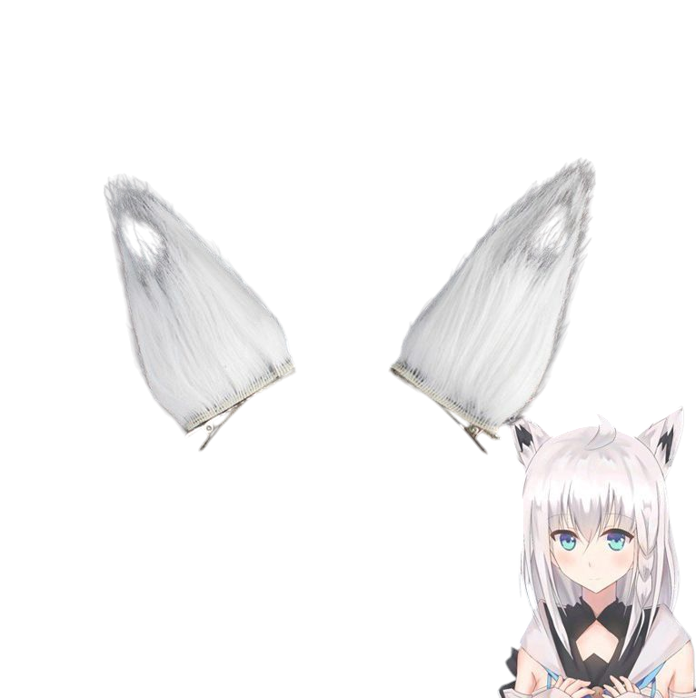 VTuber Shirakami Fubuki Cosplay Wig - White Fox Ears and Long Silver Hair - Hololive Snow Princess Wig - FEVERCOS