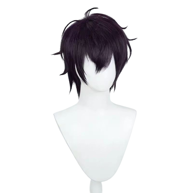 NIJISANJI VTuber Saezuru Kazutoku Cosplay Wig - Deep Purple Textured Top Hair