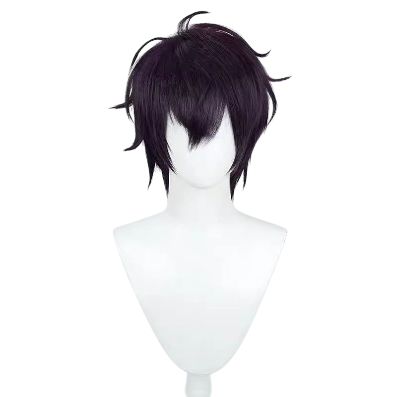 NIJISANJI VTuber Saezuru Kazutoku Cosplay Wig - Deep Purple Textured Top Hair