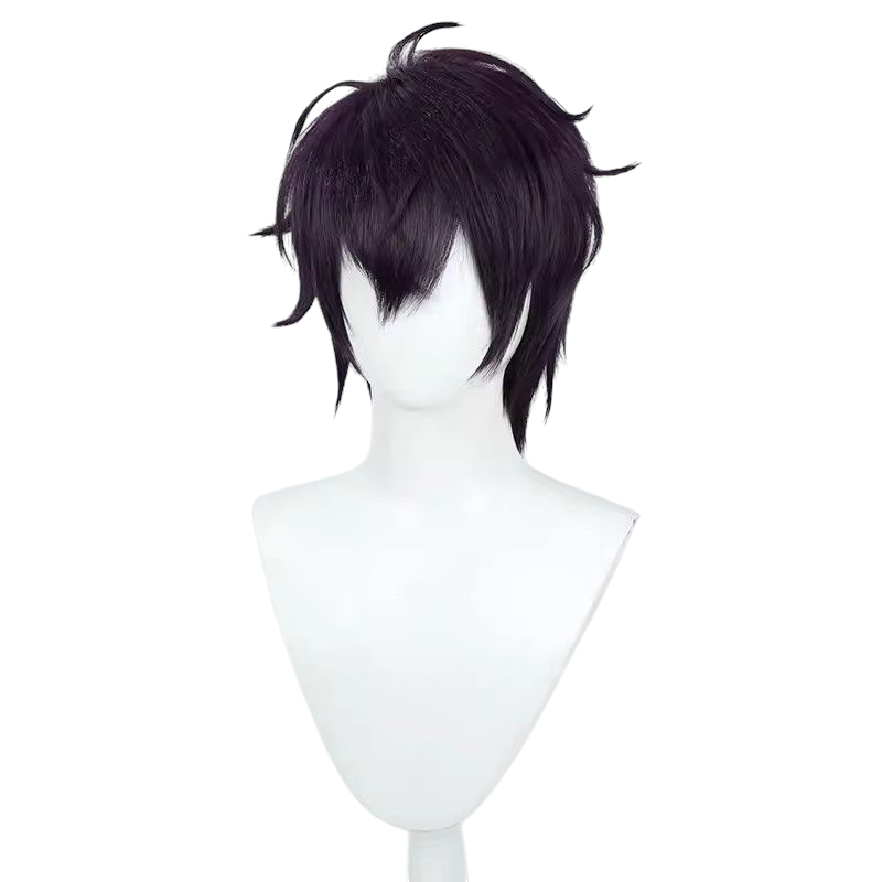 NIJISANJI VTuber Saezuru Kazutoku Cosplay Wig - Deep Purple Textured Top Hair