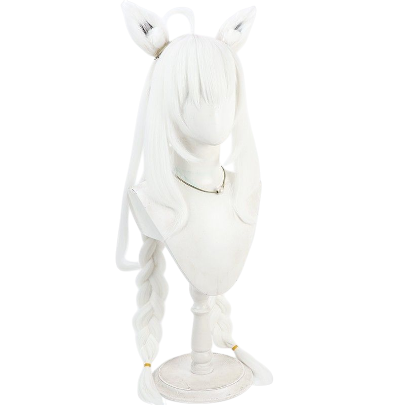 VTuber Shirakami Fubuki Cosplay Wig - Fluffy Cornrows with Detachable Ears