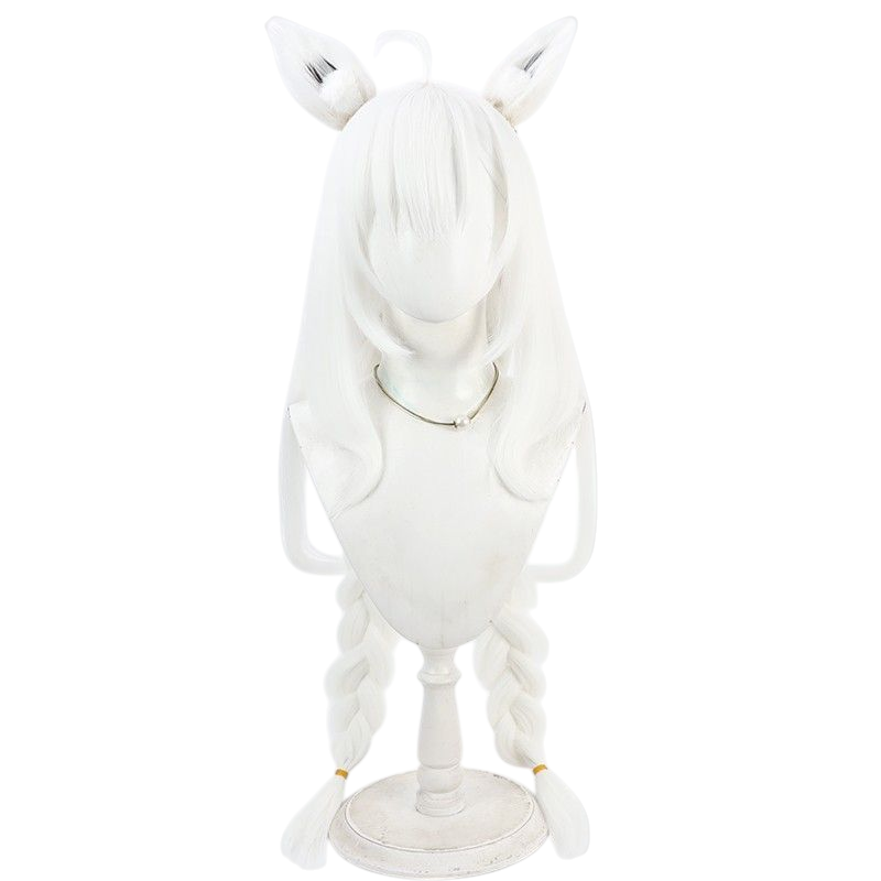 VTuber Shirakami Fubuki Cosplay Wig - Fluffy Cornrows with Detachable Ears