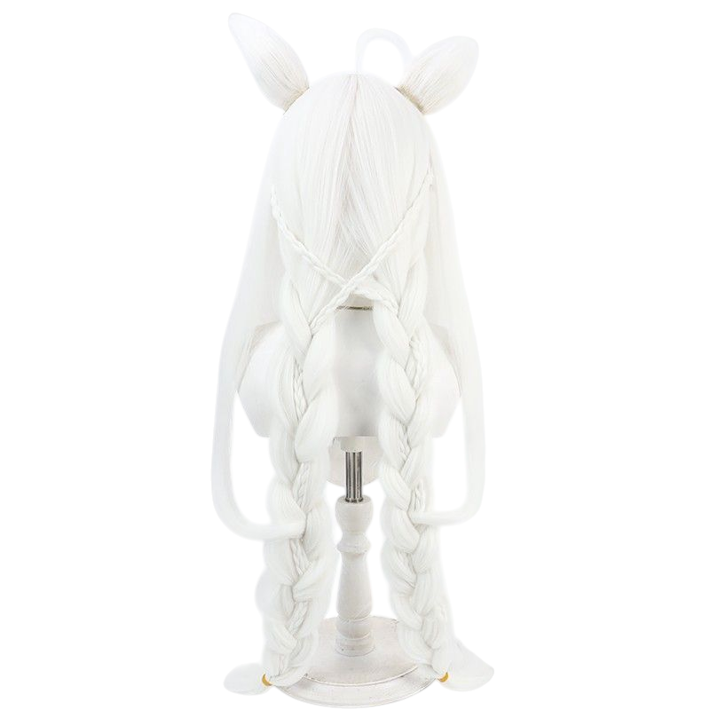 VTuber Shirakami Fubuki Cosplay Wig - Fluffy Cornrows with Detachable Ears