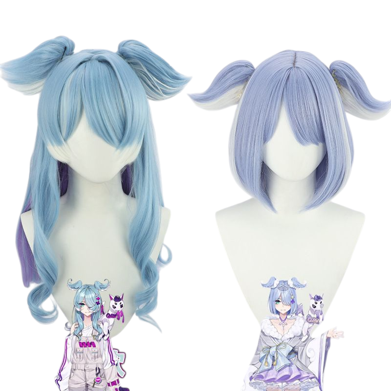 NIJISANJI Elira Pendora Cosplay Wig - blue with Ears for EN Star