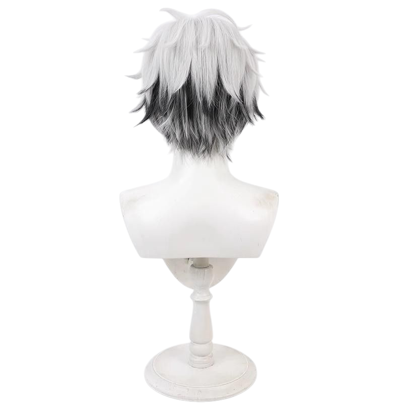 Twisted-Wonderland Skully Scuza Cosplay Wig - Teased Top with Dual-Tone Flip for Savanaclaw