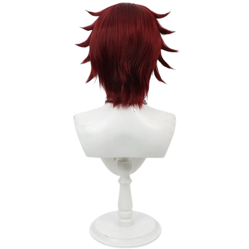 Twisted-Wonderland Gidel Longling Cosplay Wig - Burgundy Teased Top