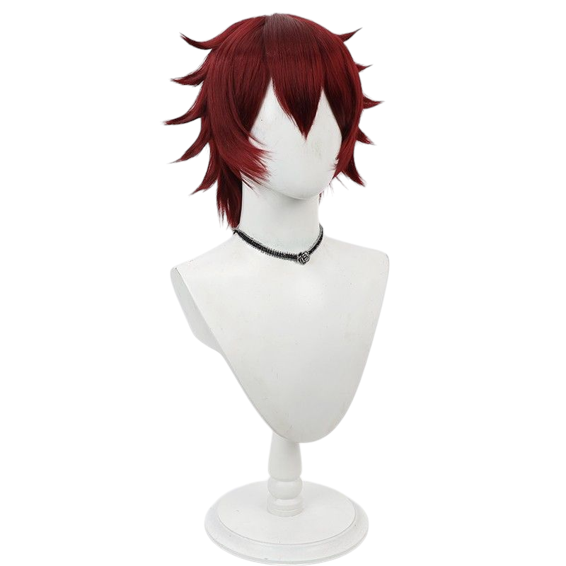 Twisted-Wonderland Gidel Longling Cosplay Wig - Burgundy Teased Top