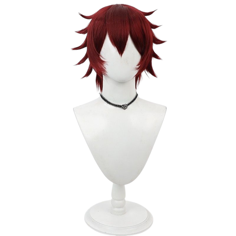 Twisted-Wonderland Gidel Longling Cosplay Wig - Burgundy Teased Top