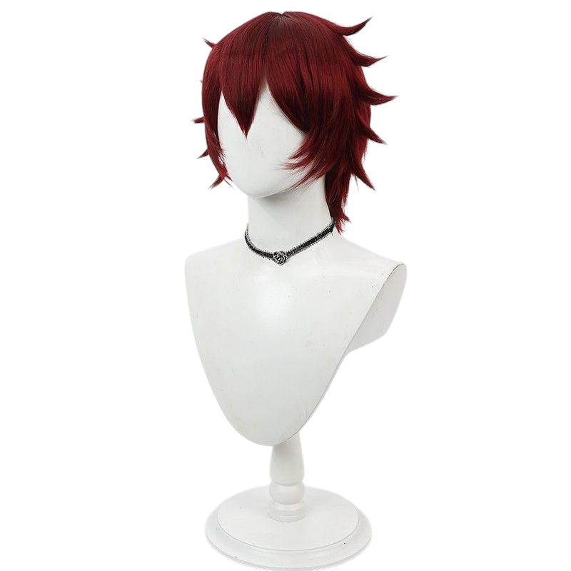 Twisted-Wonderland Gidel Longling Cosplay Wig - Burgundy Teased Top