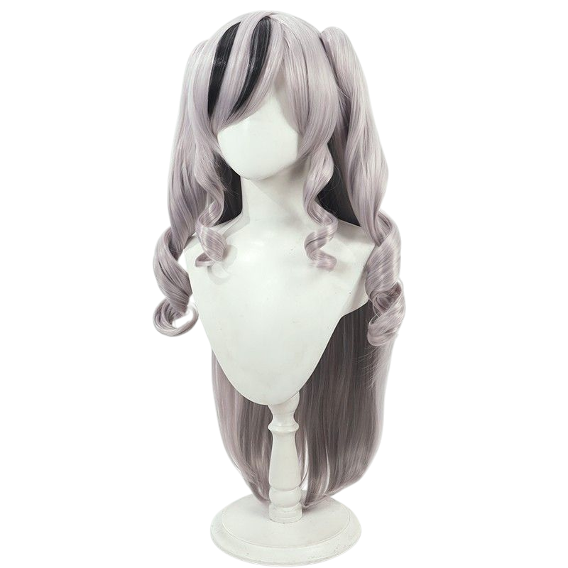 Azur Lane Elbe Cosplay Wig - Silver White Scalp with Dyed Twin Tails