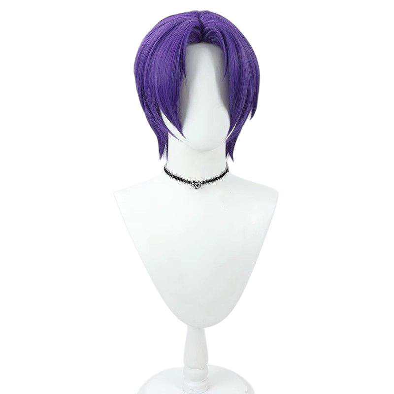 Blue Lock Reo Mikage Cosplay Wig - Purple Scalp Short Hair for Soccer Prodigy