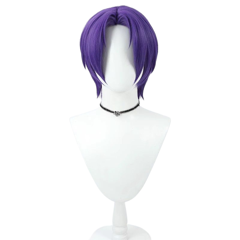 Blue Lock Reo Mikage Cosplay Wig - Purple Scalp Short Hair for Soccer Prodigy