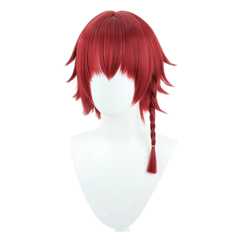 Blue Lock Ranze Kuroname Cosplay Wig - Wine Red Single Side Braid