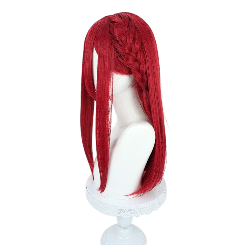 Blue Lock Hyoma Chigiri Cosplay Wig - Wine Red Side Braid with Scalp