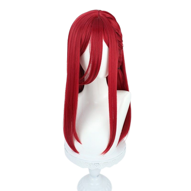Blue Lock Hyoma Chigiri Cosplay Wig - Wine Red Side Braid with Scalp
