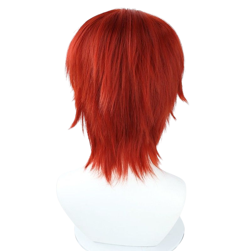 One Piece Shanks Cosplay Wig - Burgundy Center-Parted Flipped Hair for Red Hair