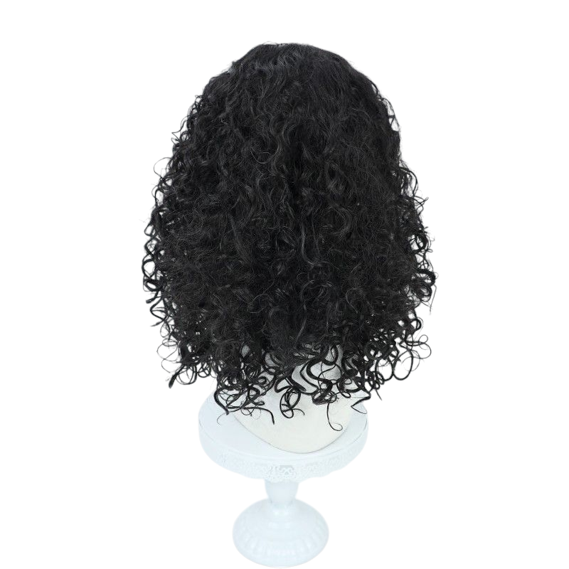 One Piece Usopp Cosplay Wig - Black Center-Parted Curly Hair with Scalp