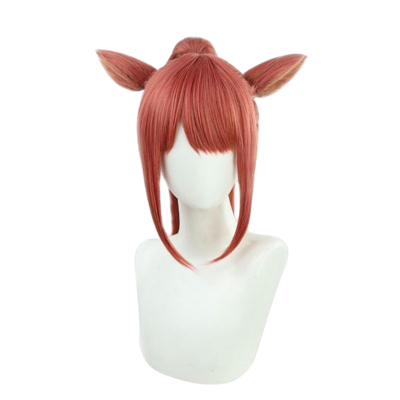 Final Fantasy XIV Catgirl Cosplay Wig - Black Red High Ponytail for FFXIV