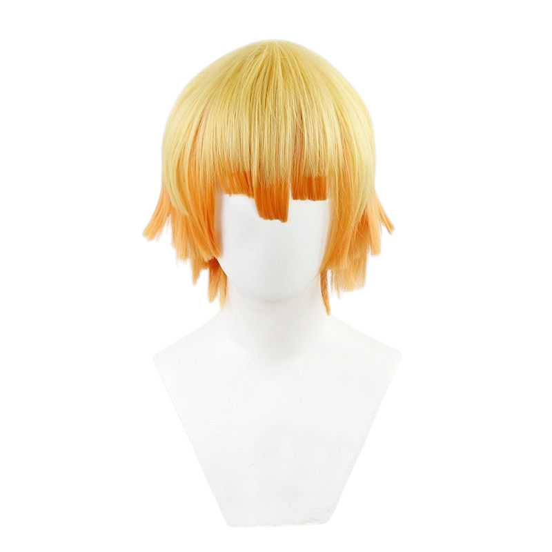 Demon Slayer Adult Zenitsu Agatsuma Cosplay Wig - Tiger Clip with White Bow