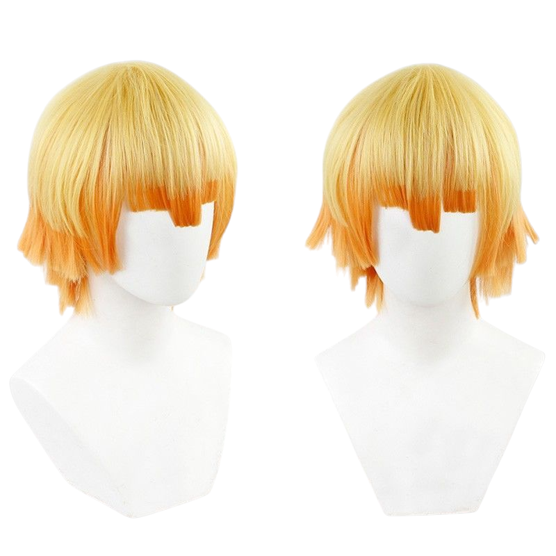 Demon Slayer Adult Zenitsu Agatsuma Cosplay Wig - Tiger Clip with White Bow