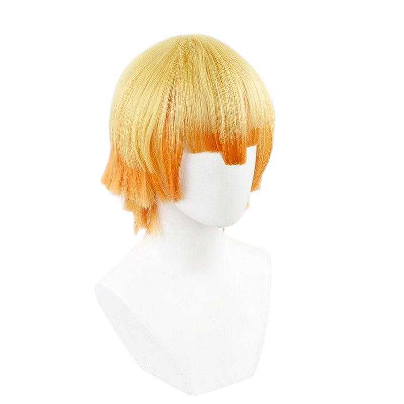 Demon Slayer Adult Zenitsu Agatsuma Cosplay Wig - Tiger Clip with White Bow