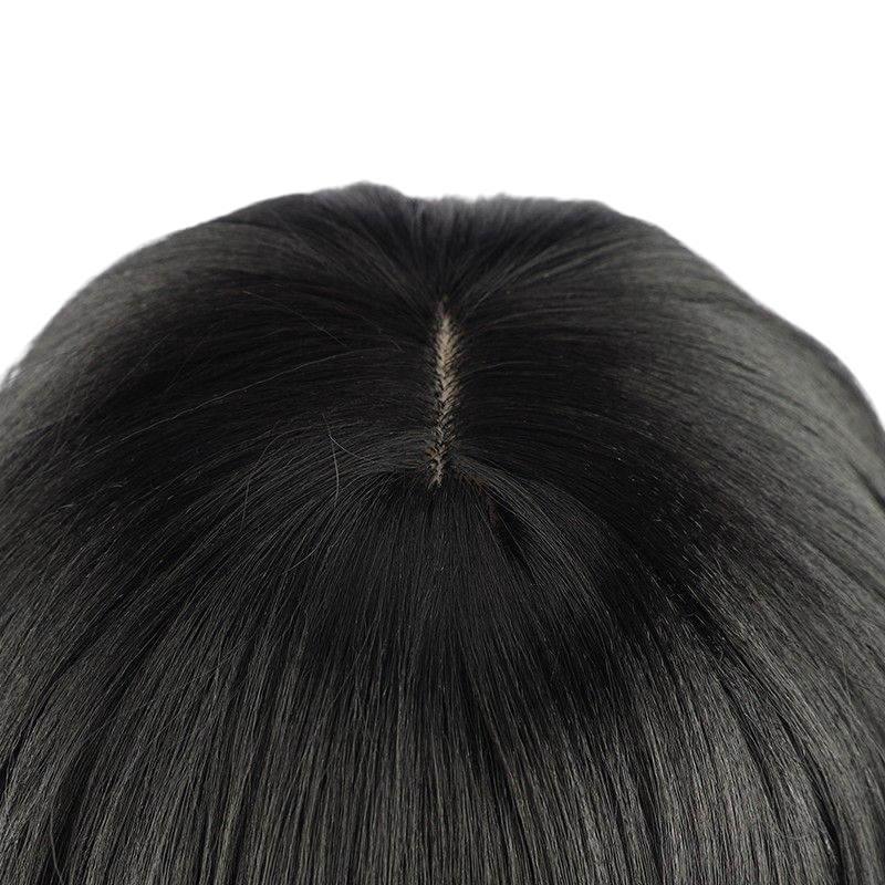 Demon Slayer Muichiro Tokito Cosplay Wig - Black Layered Scalp for Mist Hashira