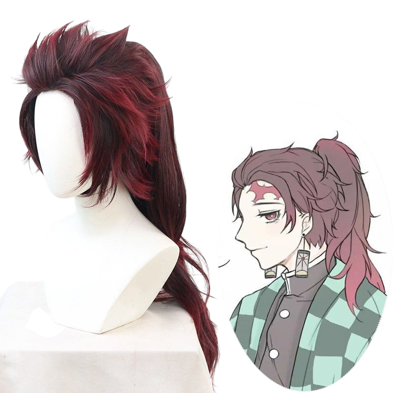 Demon Slayer Tamura Cosplay Wig - Black Center-Parted for Swordsmith Village