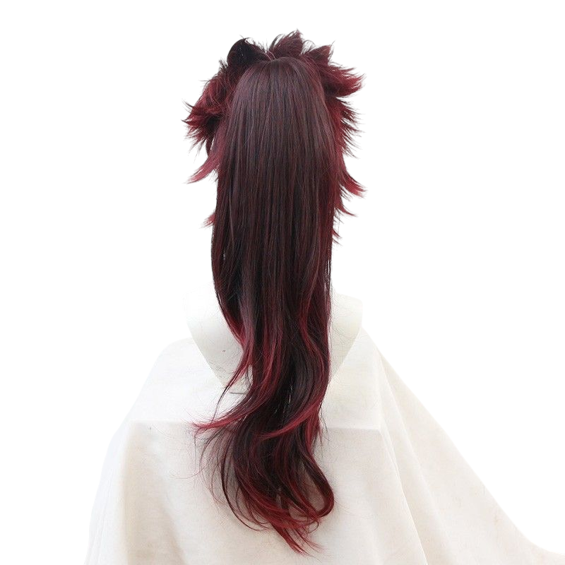 Demon Slayer Tamura Cosplay Wig - Black Center-Parted for Swordsmith Village