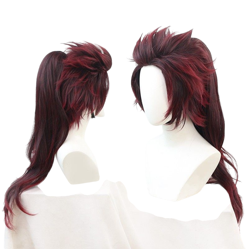 Demon Slayer Tanjiro Kamado Demon Form Cosplay Wig - Red-Black Gradient Long Hair