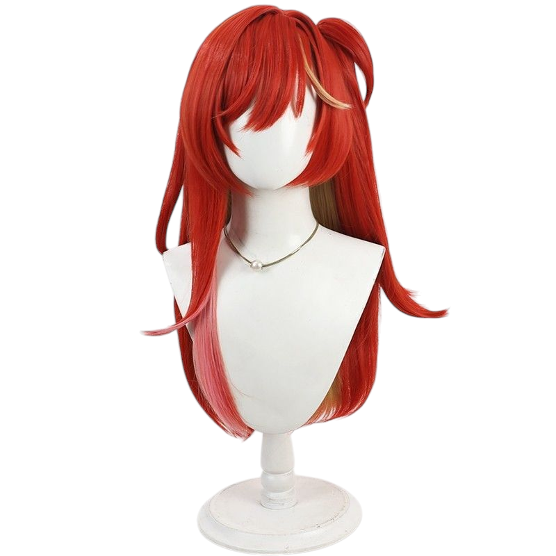 Honkai Impact 3rd Cenadina Cosplay Wig - Red Split Ponytail with Scalp