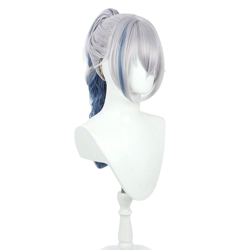 Honkai Star Rail Silver Wolf Cosplay Wig - Split Ponytail with Scalp for Hacker Queen