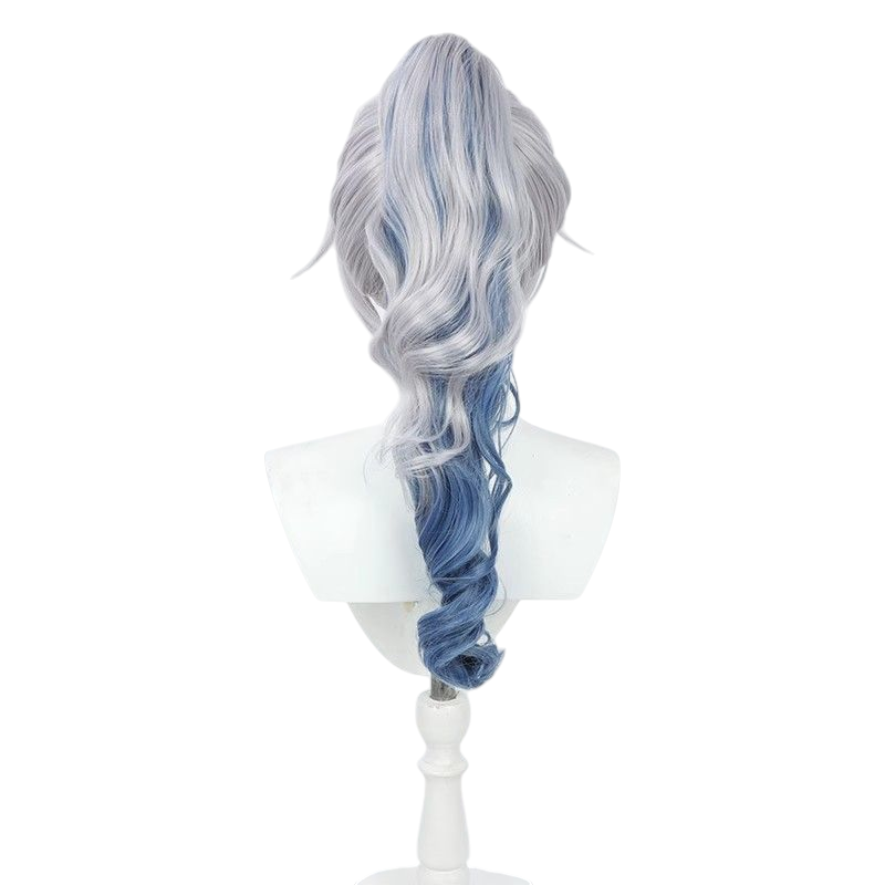 Honkai Star Rail Silver Wolf Cosplay Wig - Split Ponytail with Scalp for Hacker Queen