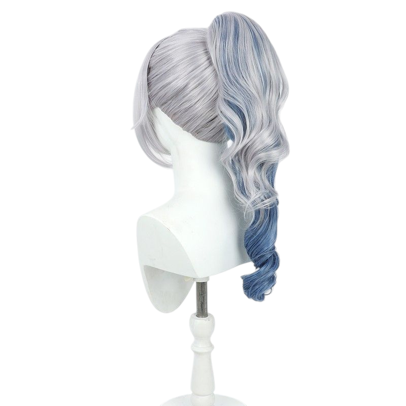 Honkai Star Rail Silver Wolf Cosplay Wig - Split Ponytail with Scalp for Hacker Queen