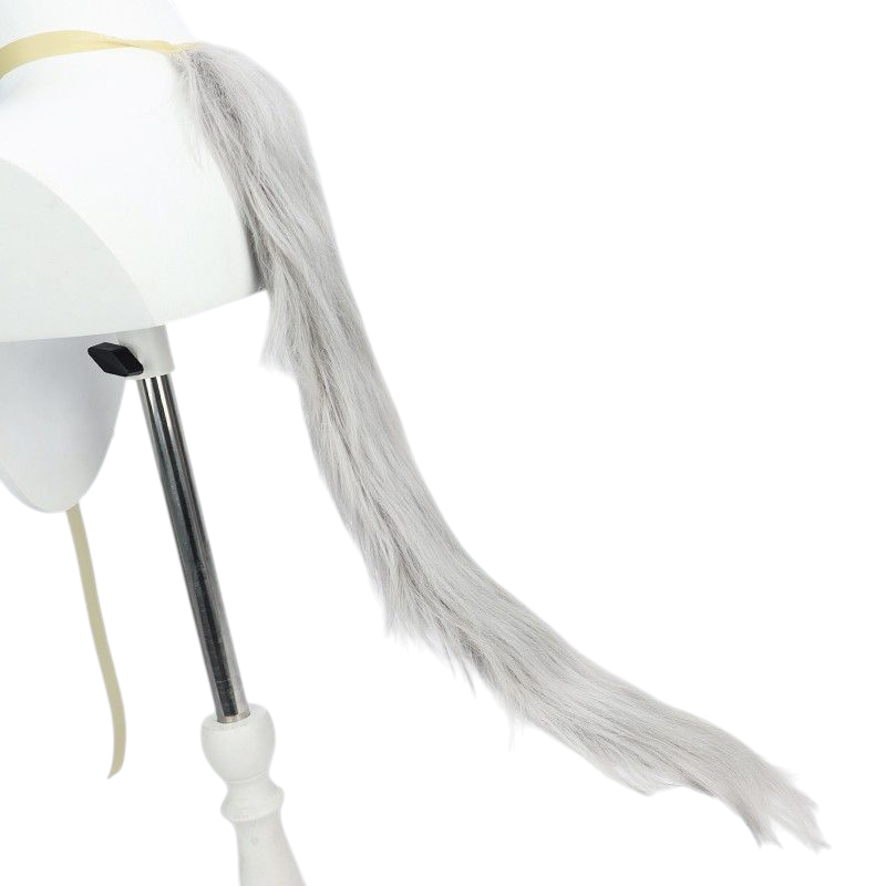 Light Gray Uma Musume Oguri Cap Cosplay Wig - Chestnut Hair with Ears and Tail