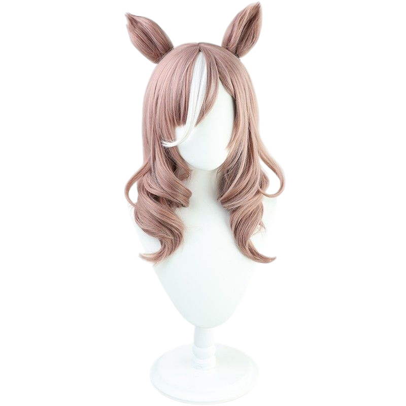 Light Gray Uma Musume Gold Ship Cosplay Wig - Silver Gray with Ears