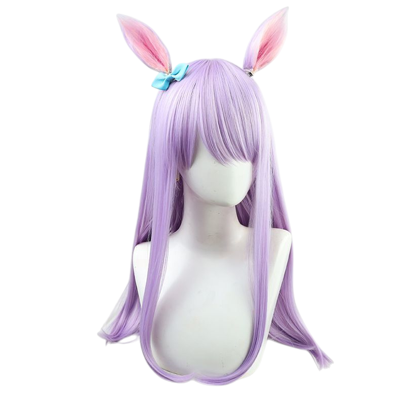 Light Gray Uma Musume Mejiro McQueen Cosplay Wig - Purple Bow Hair