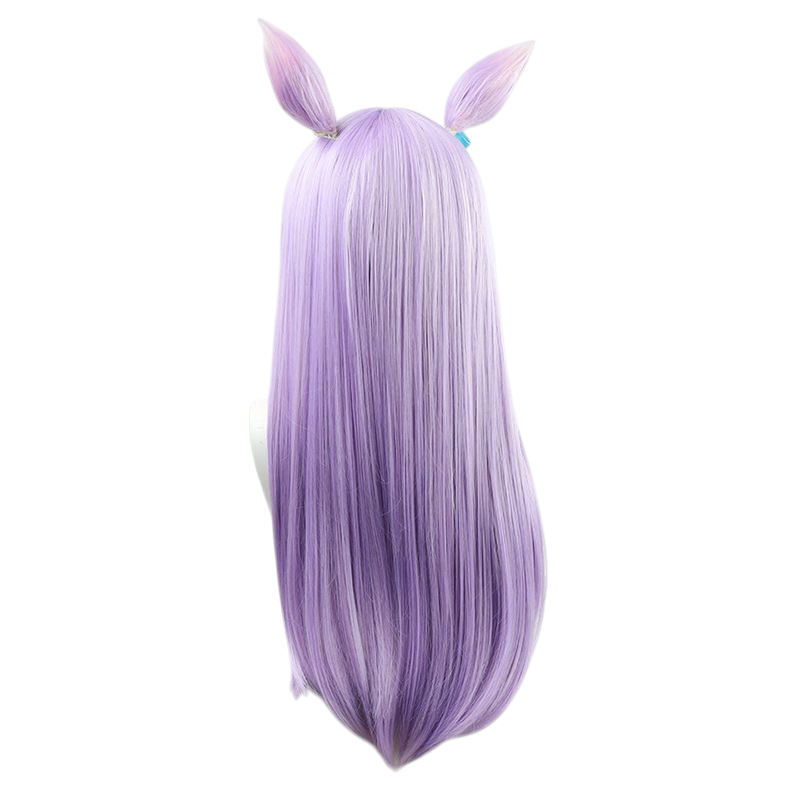 Dark Gray Uma Musume Mejiro McQueen Cosplay Wig - Purple Bow Hair