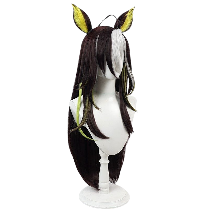 Light Gray Uma Musume Dream Journey Cosplay Wig - Multi-Color Highlighted with Ears and Tail